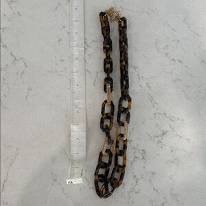 Tortoiseshell Link Necklace with Gold Accents - Women Jewelry